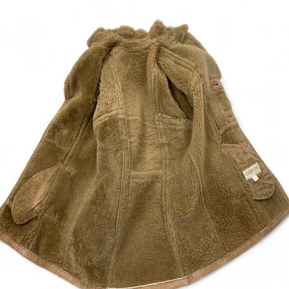 Leather Attic Vintage Shearling Sheepskin Brown Leather Fur Coat Jacket Men's 42 - Picture 9 of 9